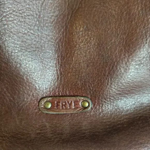 Frye Brown Leather Crossbody Bag Braided Trim - Picture 8 of 16